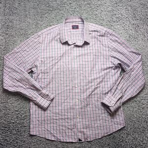 Untuckit Shirt Men Large Pink Blue Button Up Long Sleeve Casual Preppy Plaid